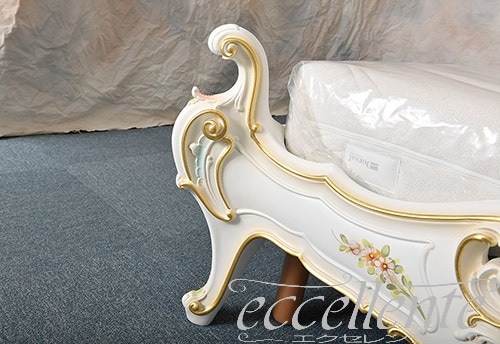 【シリック/Silik】SI-0701 イタリア製 シングルベッド Calipso アイボリー/ハンドペインティング