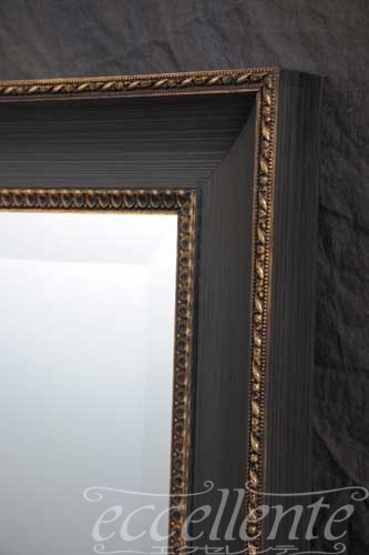 イタリア製 ミラー ブラックゴールド 四角｜Framed Mirror - Square Black & Gold｜3022M004