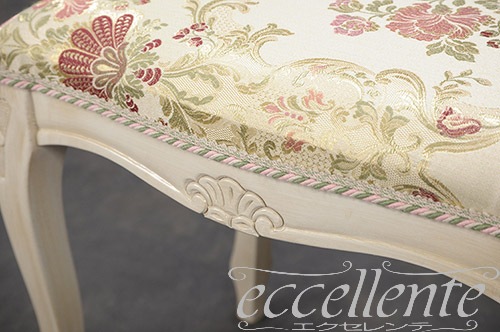イタリア製 スツール アンティークホワイト仕上げ／Barocco｜Stool Antique white/Barocco｜GP-58WAF3BAB