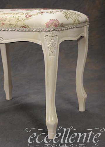イタリア製 スツール アンティークホワイト仕上げ／Barocco｜Stool Antique white/Barocco｜GP-58WAF3BAB