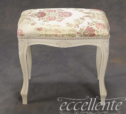 イタリア製 スツール アンティークホワイト仕上げ／Barocco｜Stool Antique white/Barocco｜GP-58WAF3BAB