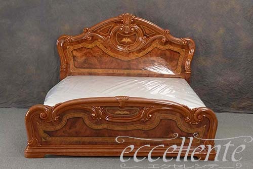 【サルタレッリ/Saltarelli】 イタリア製 ダブルベッド アマルフィ ウォールナット(マットレスサイズW160cm)｜AM-29