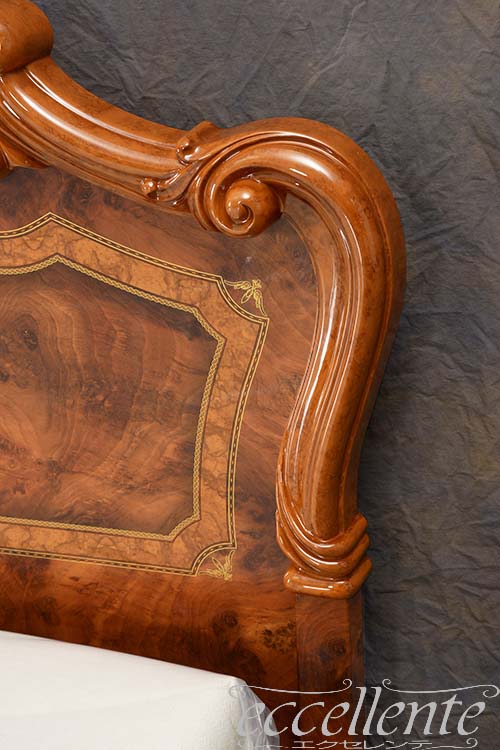 【サルタレッリ/Saltarelli】 イタリア製 ダブルベッド アマルフィ ウォールナット(マットレスサイズW160cm)｜AM-29