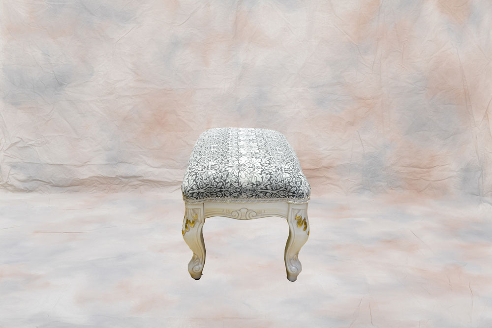 イタリア製オットマンスツール アンティークホワイト+ゴールド ベストオブモリス ｜TS-10SW/WM/BR