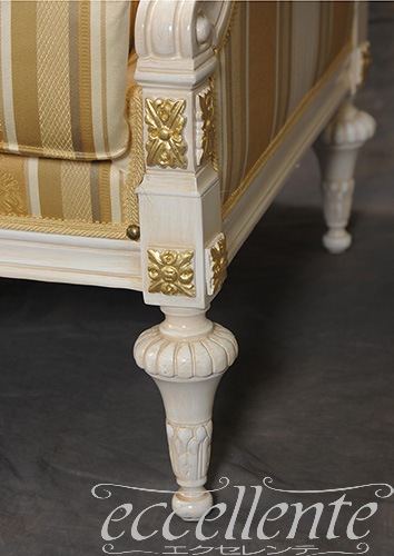 イタリア製 アームチェア マーキュリー アンティークホワイト+ゴールドリーフ／ゴールド｜MS-301/AWA
