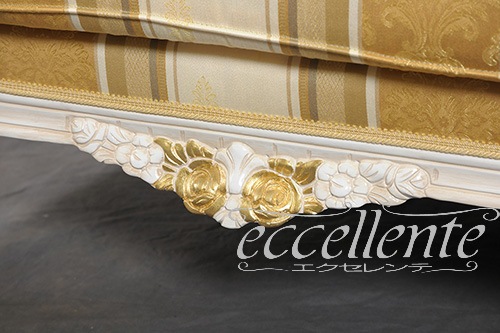 イタリア製 アームチェア マーキュリー アンティークホワイト+ゴールドリーフ／ゴールド｜MS-301/AWA