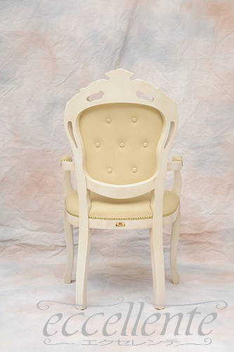 GP-06WAL7IV イタリア製アームチェア ヴェネチアーナ アンティークホワイト+ゴールド革 アイボリー