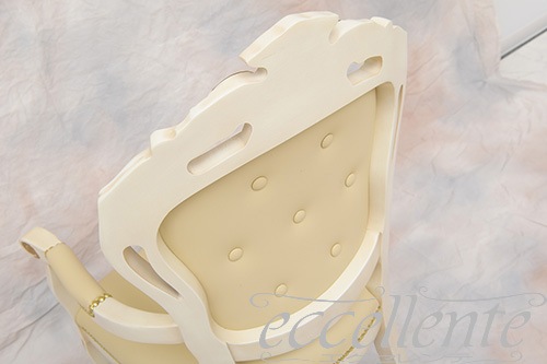 GP-06WAL7IV イタリア製アームチェア ヴェネチアーナ アンティークホワイト+ゴールド革 アイボリー