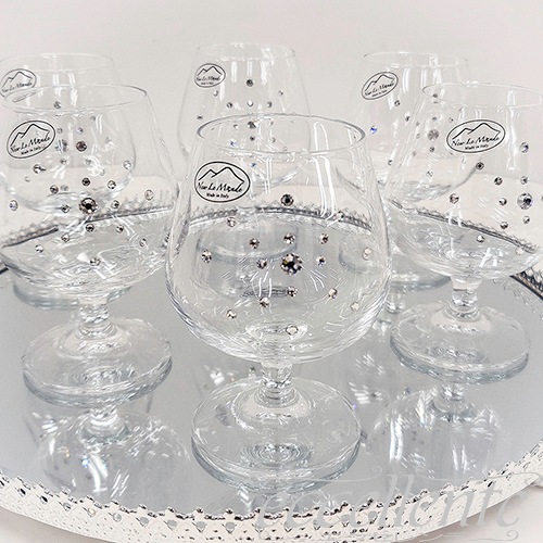 イタリア製 トレー丸+ブランデーグラス6個セット･MU｜FA-100184BRSMU