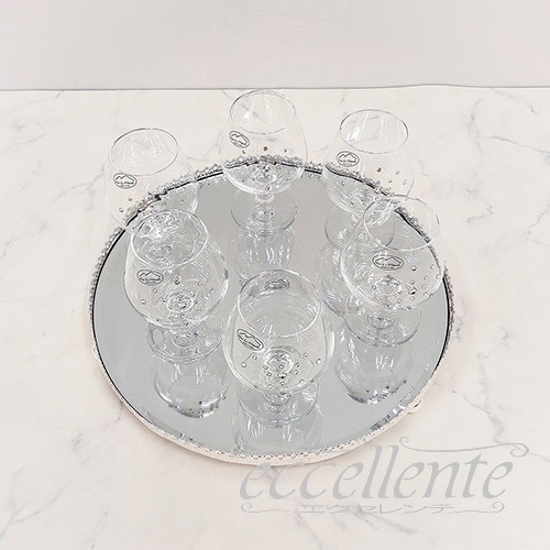 イタリア製 トレー丸+ブランデーグラス6個セット･MU｜FA-100184BRSMU