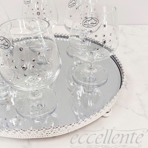 イタリア製 トレー丸+ブランデーグラス6個セット･MU｜FA-100184BRSMU