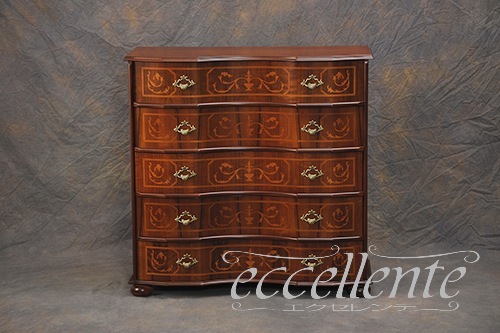 イタリア製 5段チェスト 象嵌／ウォールナット｜5 drawer chest with inlay/Walnut Finish｜TV-0045NO