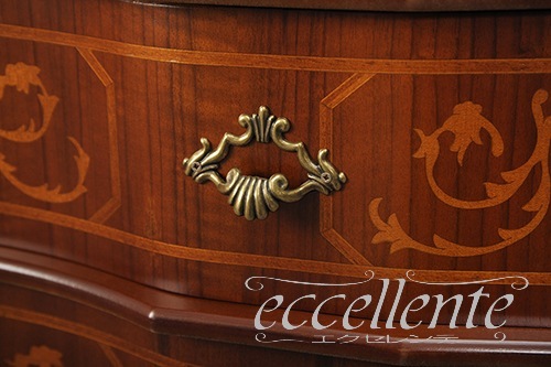 イタリア製 5段チェスト 象嵌／ウォールナット｜5 drawer chest with inlay/Walnut Finish｜TV-0045NO