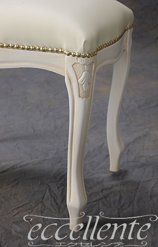 イタリア製 スツール アンティークホワイト仕上げ／革 ice｜Stool Antique white/Leather Ice｜MS-808WAL1