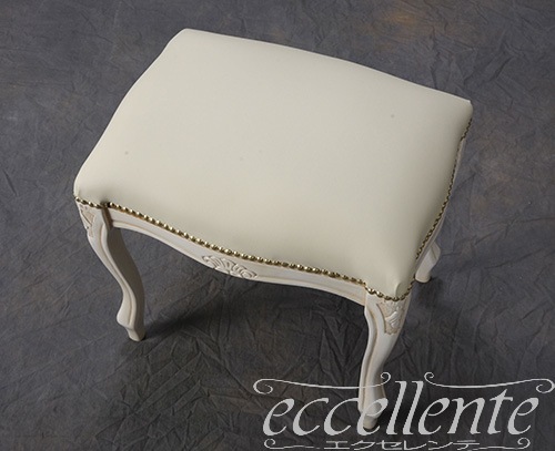 イタリア製 スツール アンティークホワイト仕上げ／革 ice｜Stool Antique white/Leather Ice｜MS-808WAL1