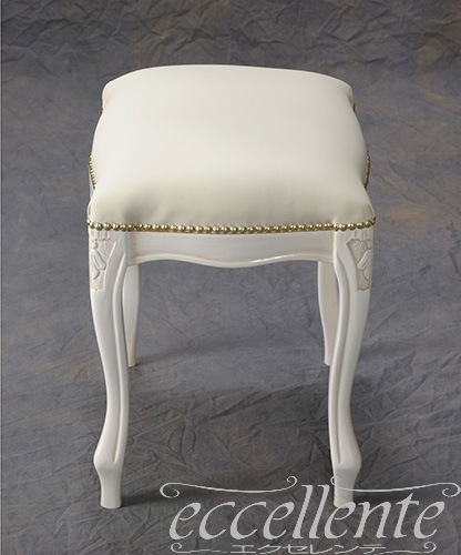 イタリア製 スツール アンティークホワイト仕上げ／革 ice｜Stool Antique white/Leather Ice｜MS-808WAL1