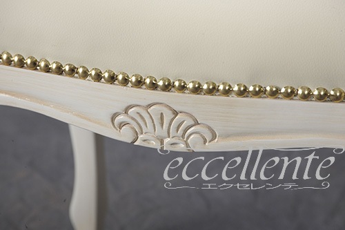 イタリア製 スツール アンティークホワイト仕上げ／革 ice｜Stool Antique white/Leather Ice｜MS-808WAL1