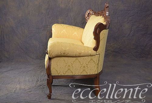 イタリア製 3シートソファ スージー ウォールナット／Graceイエロー｜GP-581/3F2Y