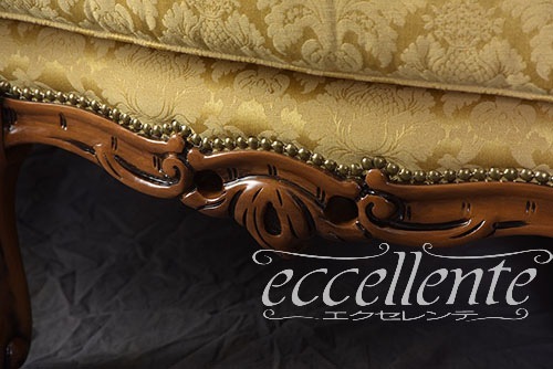 イタリア製 3シートソファ スージー ウォールナット／Graceイエロー｜GP-581/3F2Y