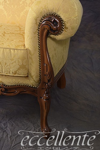 イタリア製 3シートソファ スージー ウォールナット／Graceイエロー｜GP-581/3F2Y