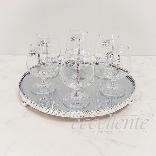 イタリア製 トレー丸+ブランデーグラス6個セット･SW｜FA-100184BRSSW