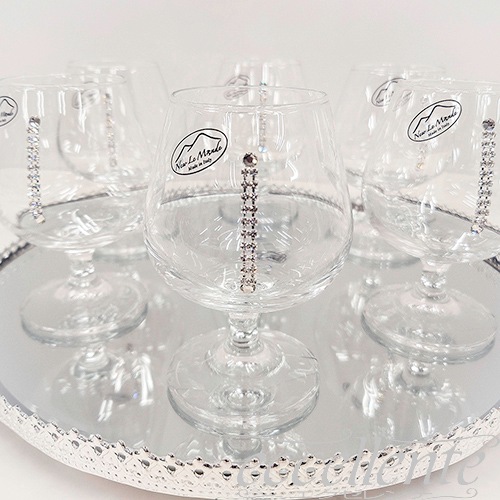 イタリア製 トレー丸+ブランデーグラス6個セット･SW｜FA-100184BRSSW