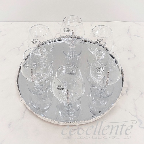 イタリア製 トレー丸+ブランデーグラス6個セット･SW｜FA-100184BRSSW