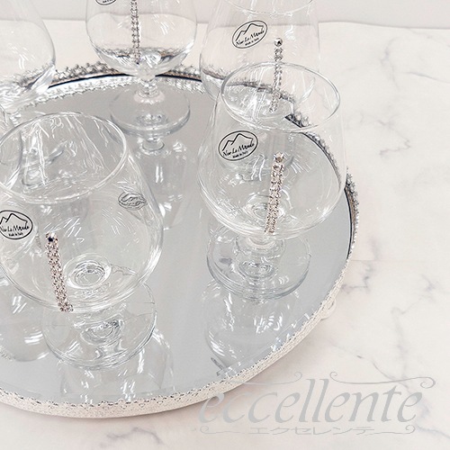 イタリア製 トレー丸+ブランデーグラス6個セット･SW｜FA-100184BRSSW
