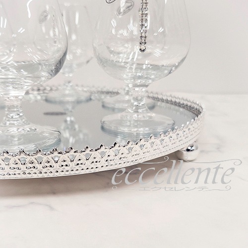 イタリア製 トレー丸+ブランデーグラス6個セット･SW｜FA-100184BRSSW