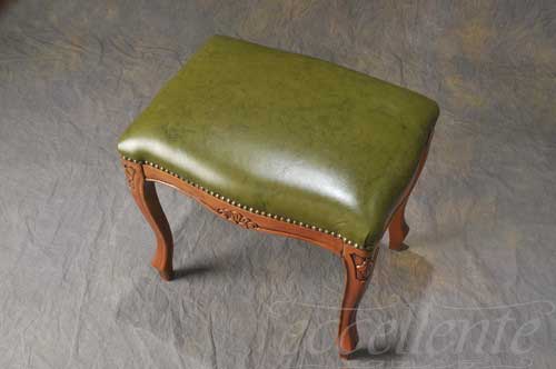 イタリア製 スツール ウォールナット仕上げ／レザーグリーン｜Stool Walnut Finish/Green Leather｜GP-58L7G