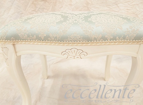 イタリア製 スツール アンティークホワイト仕上げ／Regal ブルー｜Stool Antique white/Regal blue｜GP-58WAF3BL