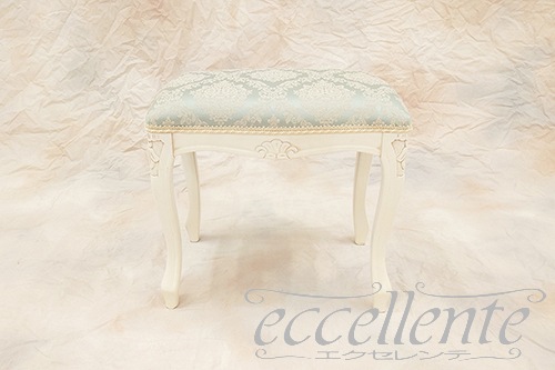 イタリア製 スツール アンティークホワイト仕上げ／Regal ブルー｜Stool Antique white/Regal blue｜GP-58WAF3BL