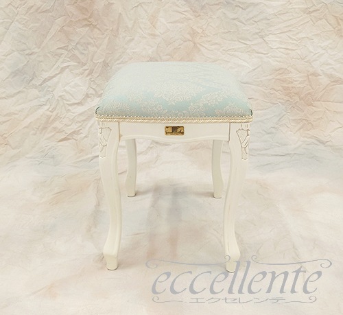 イタリア製 スツール アンティークホワイト仕上げ／Regal ブルー｜Stool Antique white/Regal blue｜GP-58WAF3BL