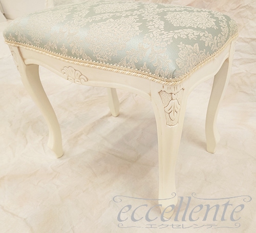 イタリア製 スツール アンティークホワイト仕上げ／Regal ブルー｜Stool Antique white/Regal blue｜GP-58WAF3BL