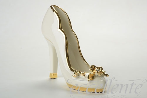 CB-137BO イタリア製 ホワイト シュー Gold Flowers ＆Crystal<br>White shoe Gold Flowers ＆Crystal 