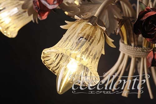 PS-782506P イタリア製 シャンデリア 6灯 ローズパステル Chandelier 6 lights/Rose Pastel