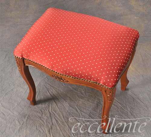 イタリア製 スツール ウォールナット仕上げ／レッド  Stool Walnut Finish/MX Eco Red｜GP-58F3R