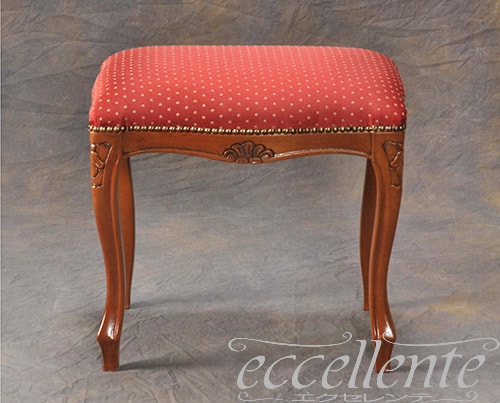 イタリア製 スツール ウォールナット仕上げ／レッド  Stool Walnut Finish/MX Eco Red｜GP-58F3R