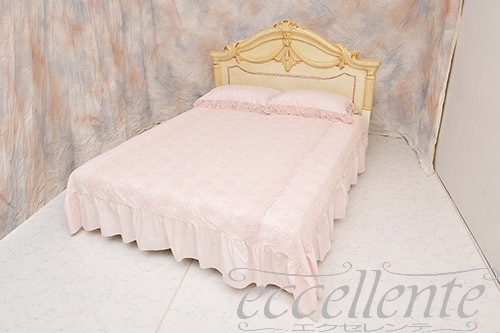 イタリア製 ベッドカバー3面 Corinzio Pink ｜ Bedcover with ruffles on 3 sides / Cornizio Pink｜CH-B186CP