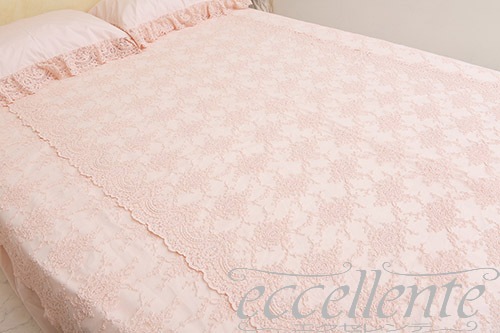イタリア製 ベッドカバー3面 Corinzio Pink ｜ Bedcover with ruffles on 3 sides / Cornizio Pink｜CH-B186CP