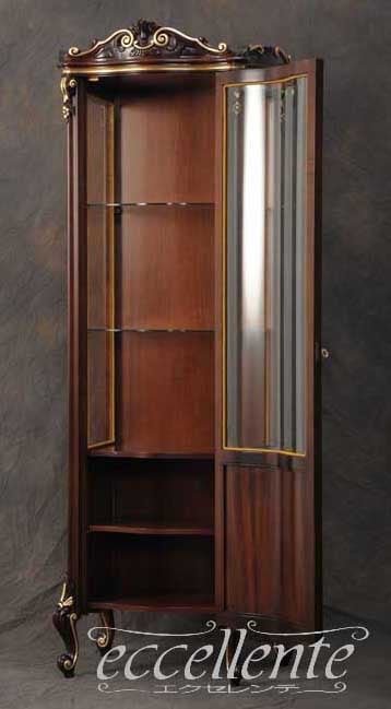 イタリア製 1ドアキャビネット ミネルヴァ ウォールナット+ゴールドリーフ｜1 door cabinet Minerva Walnut finish + Gold Leaf｜LA-0013SN