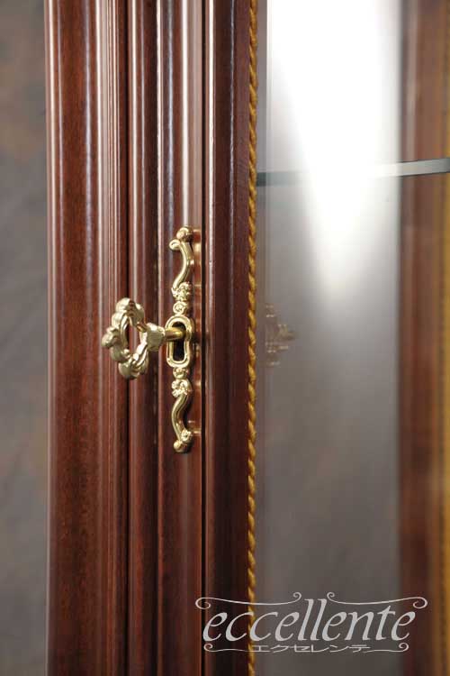 イタリア製 1ドアキャビネット ミネルヴァ ウォールナット+ゴールドリーフ｜1 door cabinet Minerva Walnut finish + Gold Leaf｜LA-0013SN