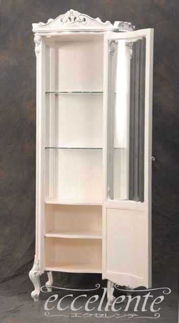 イタリア製 1ドアキャビネット ミネルヴァ ホワイトローズ+シルバーリーフ｜1 door cabinet Minerva White rose color+Silver Leaf｜LA-0013SW