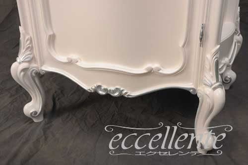 イタリア製 1ドアキャビネット ミネルヴァ ホワイトローズ+シルバーリーフ｜1 door cabinet Minerva White rose color+Silver Leaf｜LA-0013SW