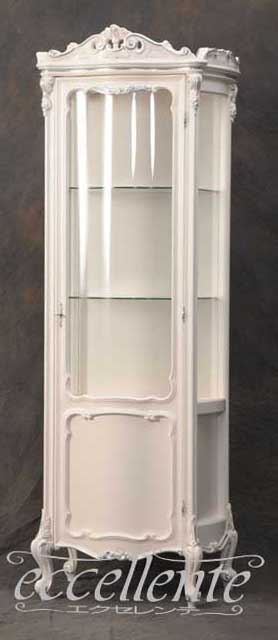 イタリア製 1ドアキャビネット ミネルヴァ ホワイトローズ+シルバーリーフ｜1 door cabinet Minerva White rose color+Silver Leaf｜LA-0013SW
