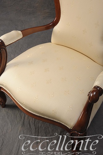 イタリア製 アームチェア ロディ ウォールナット／Broccatello 09｜GP-188F3