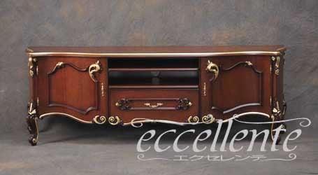 イタリア製 TVボード ミネルヴァ ウォールナット+ゴールドリーフ   TV board Minerva Walnut Finish+Gold Leaf｜LA-0016TN