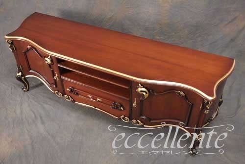 イタリア製 TVボード ミネルヴァ ウォールナット+ゴールドリーフ   TV board Minerva Walnut Finish+Gold Leaf｜LA-0016TN