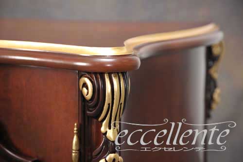 イタリア製 TVボード ミネルヴァ ウォールナット+ゴールドリーフ   TV board Minerva Walnut Finish+Gold Leaf｜LA-0016TN