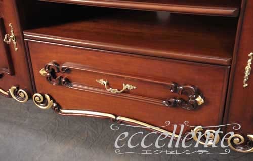 イタリア製 TVボード ミネルヴァ ウォールナット+ゴールドリーフ   TV board Minerva Walnut Finish+Gold Leaf｜LA-0016TN